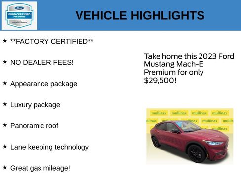 Certified 2023 Ford Mustang Mach-E Premium w/ Mustang Nite Pony Package RWD image 11