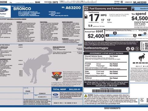 Used 2021 Ford Bronco Black Diamond w/ Sasquatch Package image 10