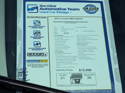 Used 2012 Lincoln MKZ Hybrid FWD image 13