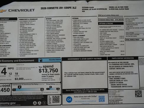 Used 2026 Chevrolet Corvette ZR1 w/ ZR1 Carbon Fiber Aero Package image 46