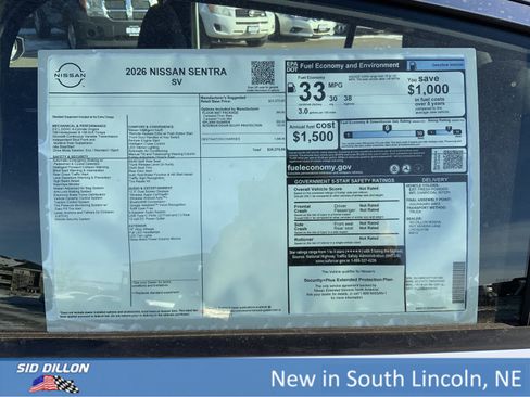 New 2026 Nissan Sentra SV w/ Floor Mat Package image 13