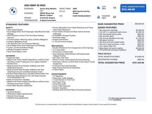 Used 2020 BMW X6 M50i w/ Executive Package image 2