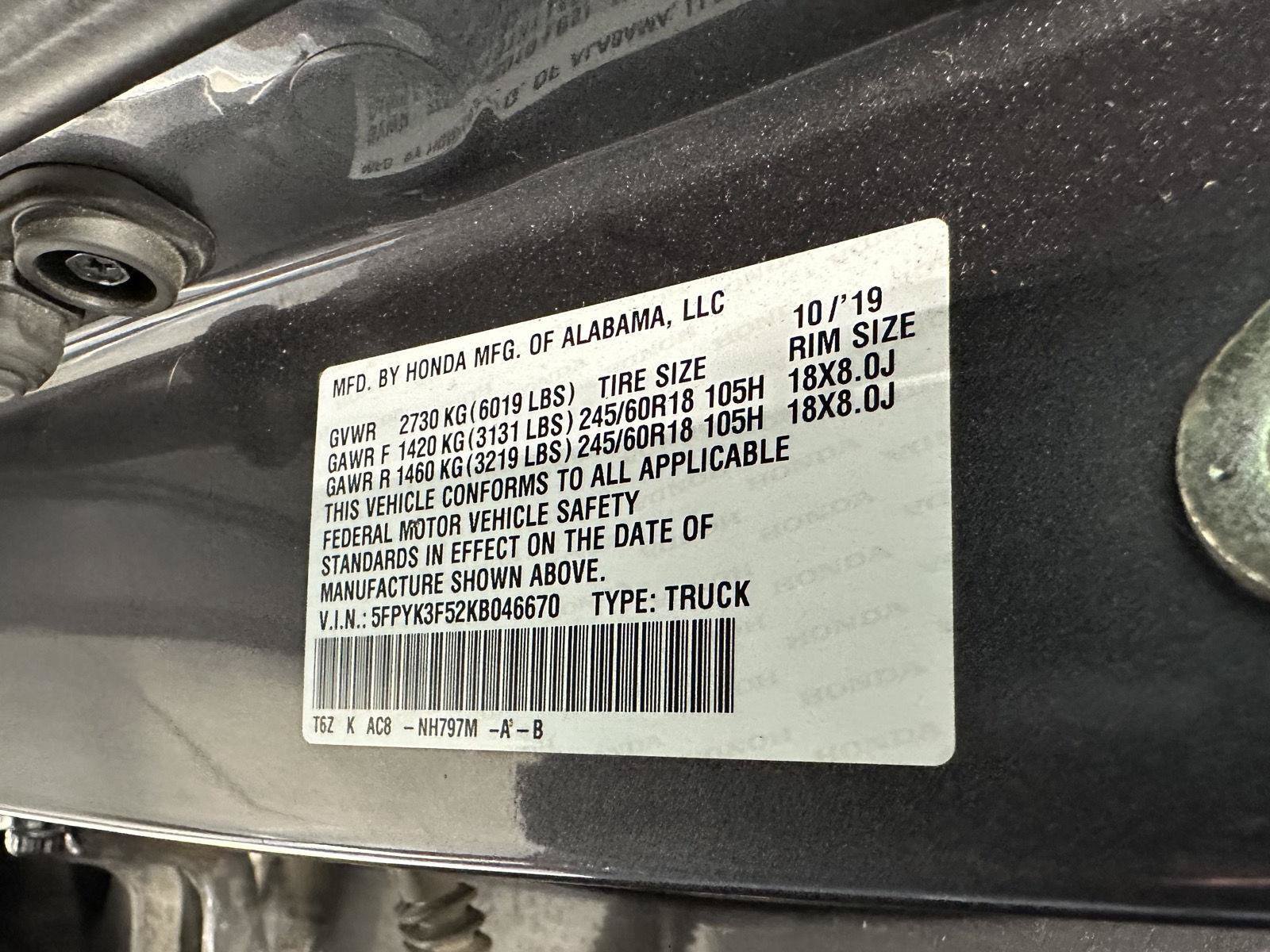 Used 2019 Honda Ridgeline RTL image 16