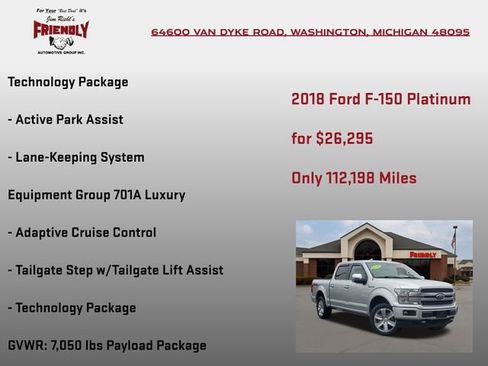 Used 2018 Ford F150 Platinum w/ Equipment Group 701A Luxury AWD/4WD image 10