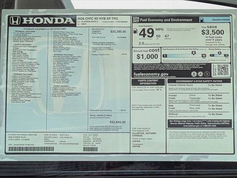 New 2026 Honda Civic Sport Touring image 18