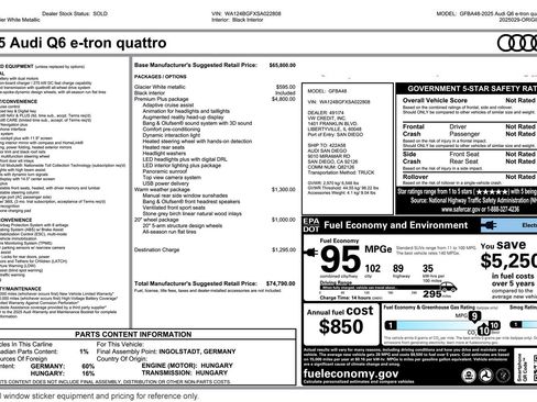 Used 2025 Audi Q6 e-tron Premium Plus w/ Premium Plus image 3