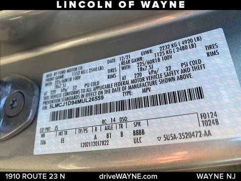 Certified 2021 Lincoln Corsair AWD w/ Equipment Group 101A image 29