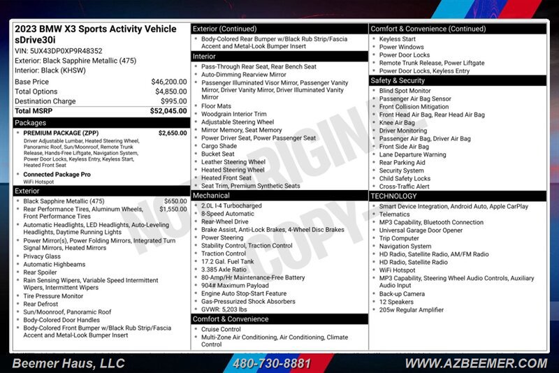 Used 2023 BMW X3 sDrive30i w/ Premium Package RWD image 3