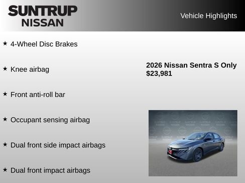 Used 2026 Nissan Sentra S w/ Floor Mat Package FWD image 16