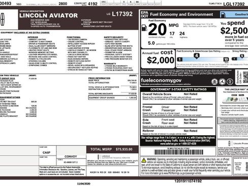 Used 2020 Lincoln Aviator Reserve w/ Equipment Group 202A image 25