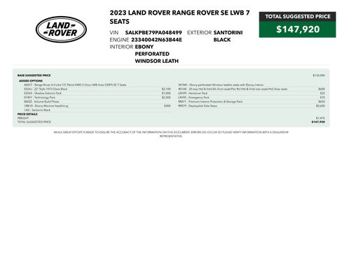 Used 2023 Land Rover Range Rover Long Wheelbase SE AWD/4WD image 5