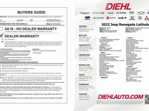 Used 2022 Jeep Renegade Latitude image 38