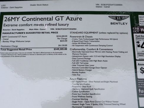 New 2026 Bentley Continental GT AWD/4WD image 12