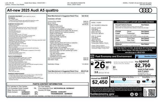 Used 2025 Audi A5 2.0T Prestige AWD/4WD image 3