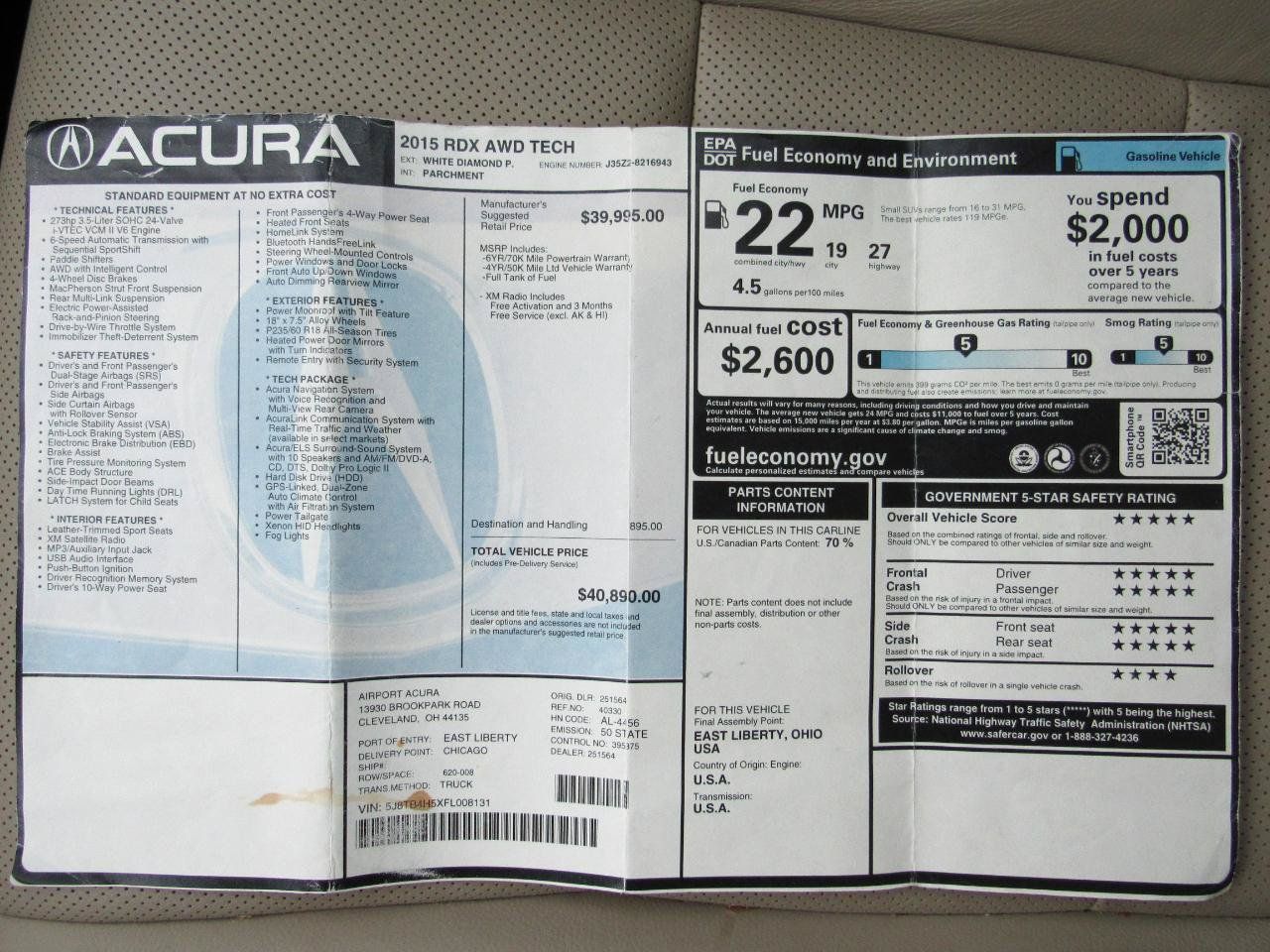 Used 2015 Acura RDX w/ Technology Package AWD/4WD image 24