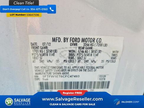 Used 2012 Ford F150 Lariat w/ Lariat Chrome Pkg AWD/4WD image 16