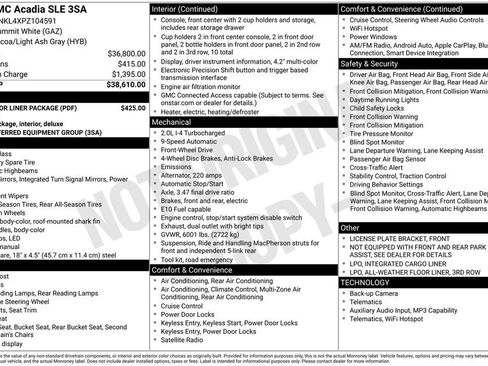 Used 2023 GMC Acadia SLE w/ LPO, Floor Liner Package image 34