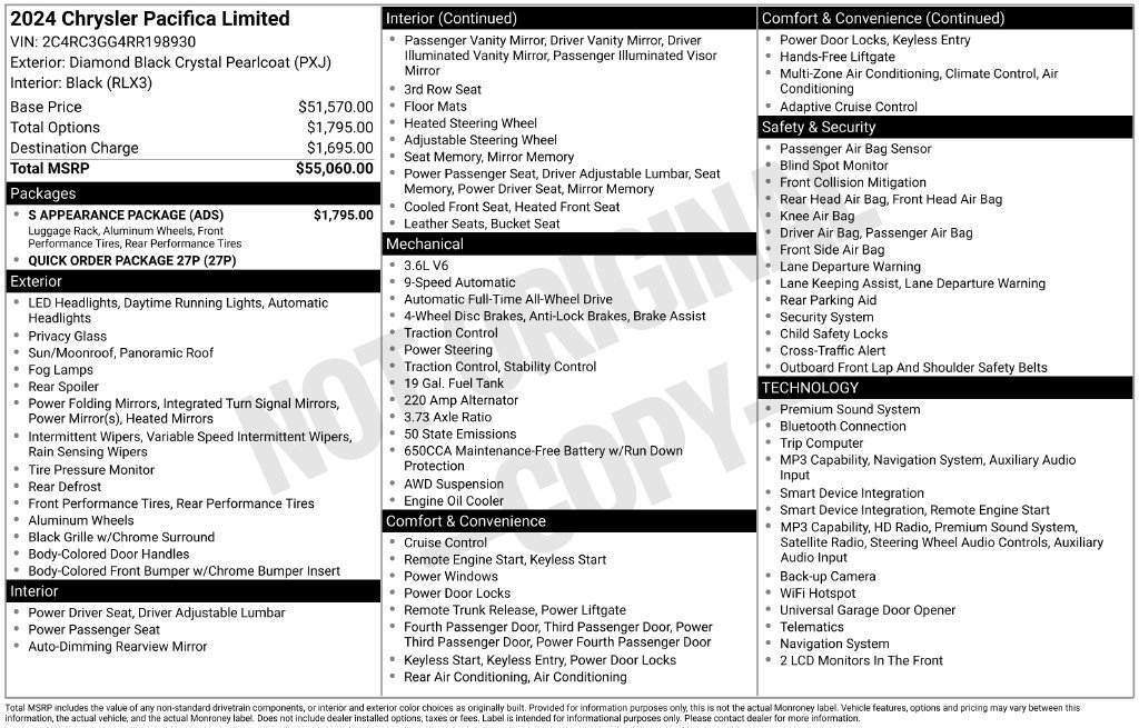 Used 2024 Chrysler Pacifica Limited w/ S Appearance Package AWD/4WD image 6