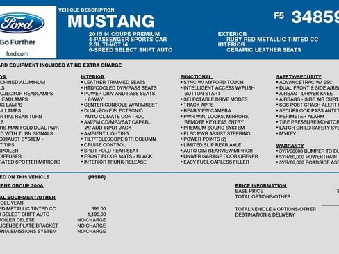 Used 2015 Ford Mustang Premium RWD image 3