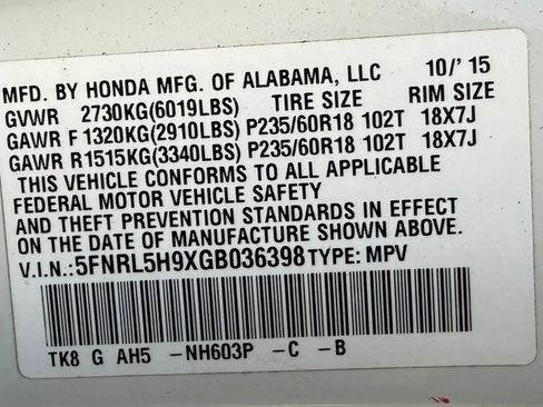 Used 2016 Honda Odyssey Touring image 16