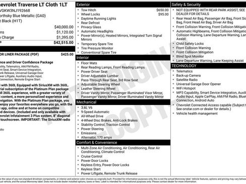 Used 2022 Chevrolet Traverse LT w/ LPO, Floor Liner Package image 1