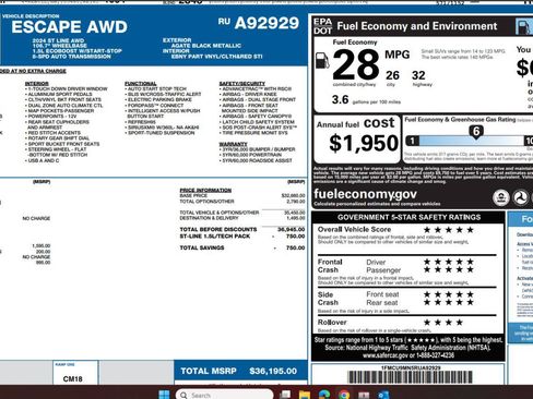 Used 2024 Ford Escape ST-Line w/ Tech Pack #1 AWD/4WD image 4