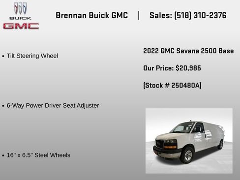 Certified 2022 GMC Savana 2500 Extended w/ Driver Convenience Package RWD image 18