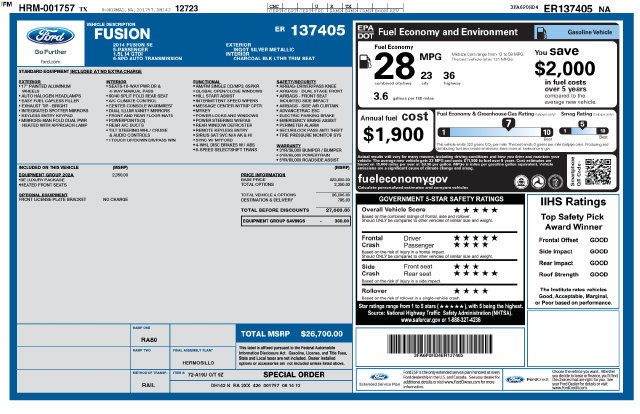 Used 2014 Ford Fusion SE w/ Equipment Group 202A FWD image 1