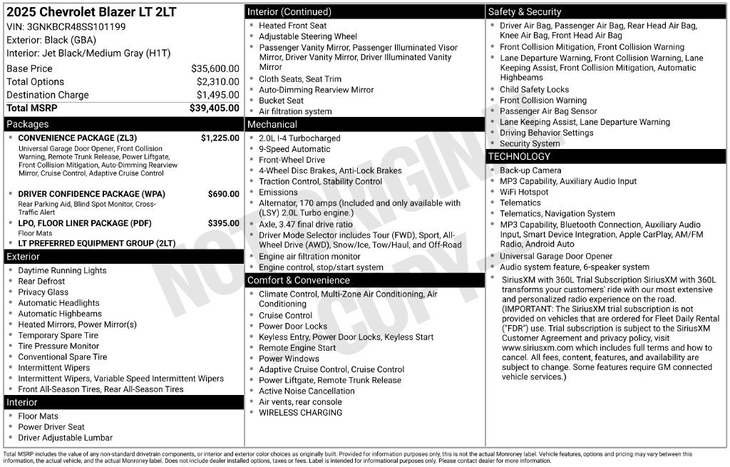 Used 2025 Chevrolet Blazer LT w/ Convenience Package FWD image 7