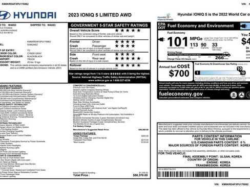 Used 2023 Hyundai Ioniq 5 Limited w/ Cargo Package AWD/4WD image 3