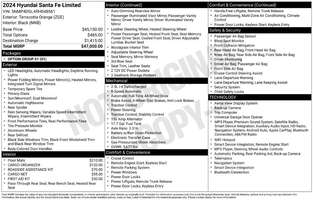 Certified 2024 Hyundai Santa Fe Limited AWD/4WD image 5