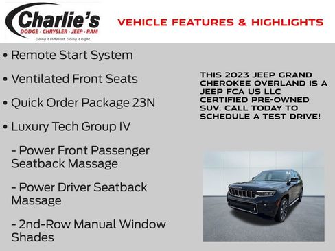 Certified 2023 Jeep Grand Cherokee Overland w/ Adv Protech Group III AWD/4WD image 19