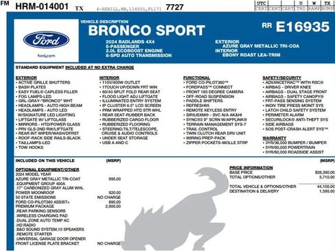 Used 2024 Ford Bronco Sport Badlands w/ Premium Package AWD/4WD image 2