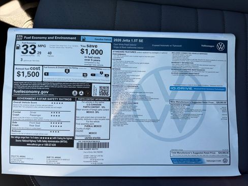 New 2026 Volkswagen Jetta SE image 33