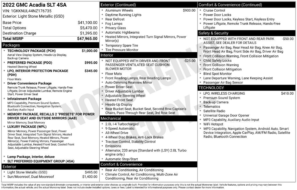 Used 2022 GMC Acadia SLT w/ Technology Package AWD/4WD image 25