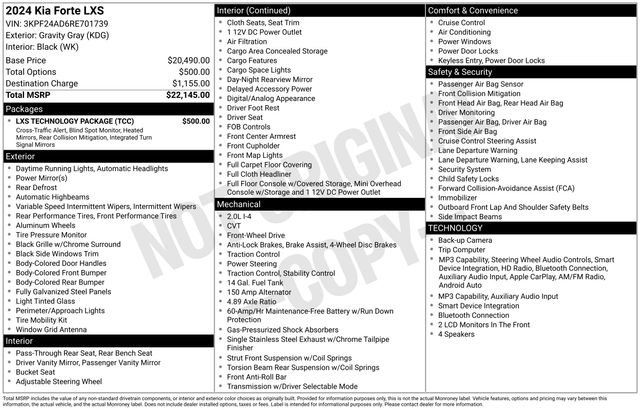 Used 2024 Kia Forte LXS w/ LXS Technology Package FWD image 33