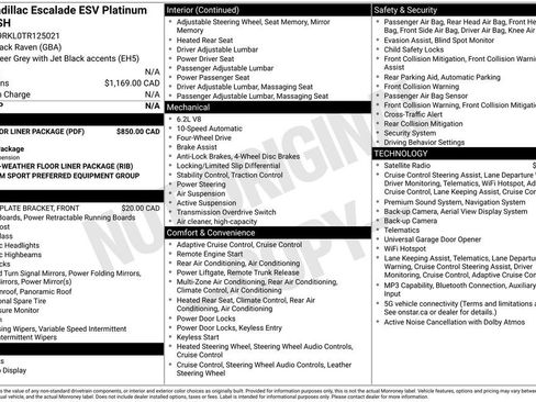 Used 2026 Cadillac Escalade ESV Platinum Sport w/ LPO, Floor Liner Package AWD/4WD image 37