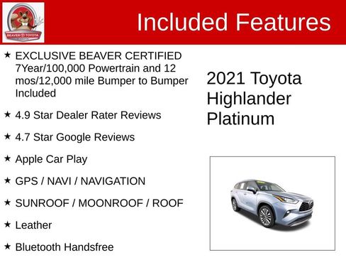 Certified 2021 Toyota Highlander Platinum FWD image 4