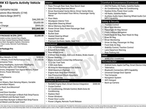 Used 2023 BMW X3 sDrive30i w/ Premium Package w/ZPA RWD image 9