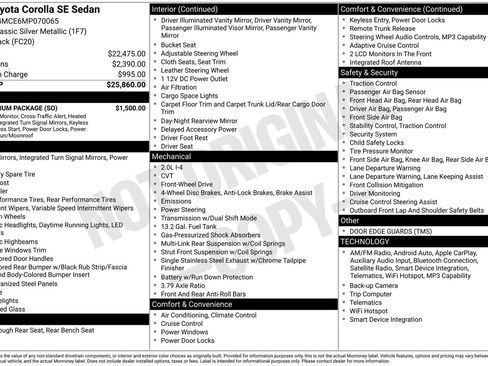 Used 2021 Toyota Corolla SE w/ SE Premium Package FWD image 6