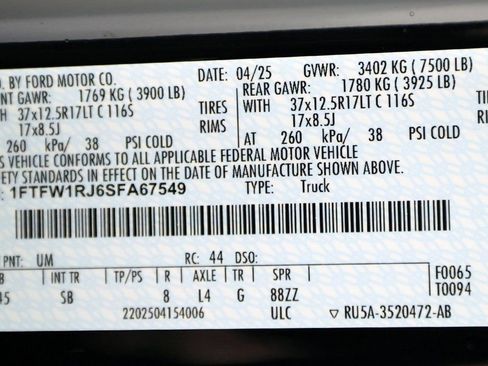 Used 2025 Ford F150 Raptor w/ Equipment Group 803A Raptor R image 61