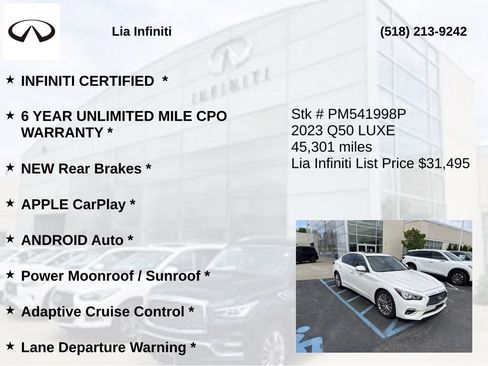 Certified 2023 INFINITI Q50 Luxe AWD/4WD image 10