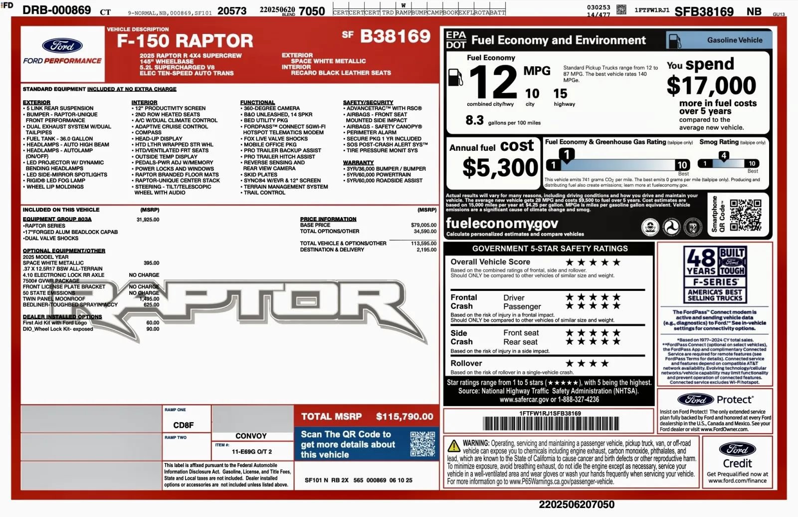 Used 2025 Ford F150 Raptor w/ Equipment Group 803A Raptor R AWD/4WD image 40