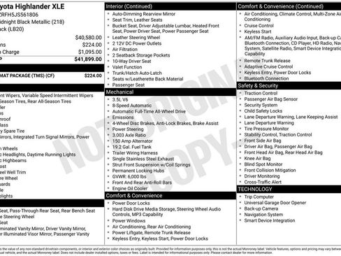 Used 2018 Toyota Highlander XLE w/ Carpet Mat Package (TMS) image 43