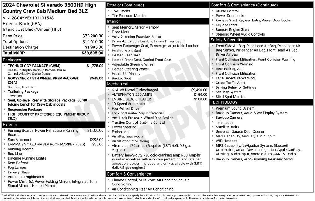 Used 2024 Chevrolet Silverado 3500 High Country w/ Technology Package AWD/4WD image 7
