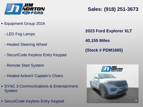 Used 2023 Ford Explorer XLT w/ Equipment Group 202A RWD image 8