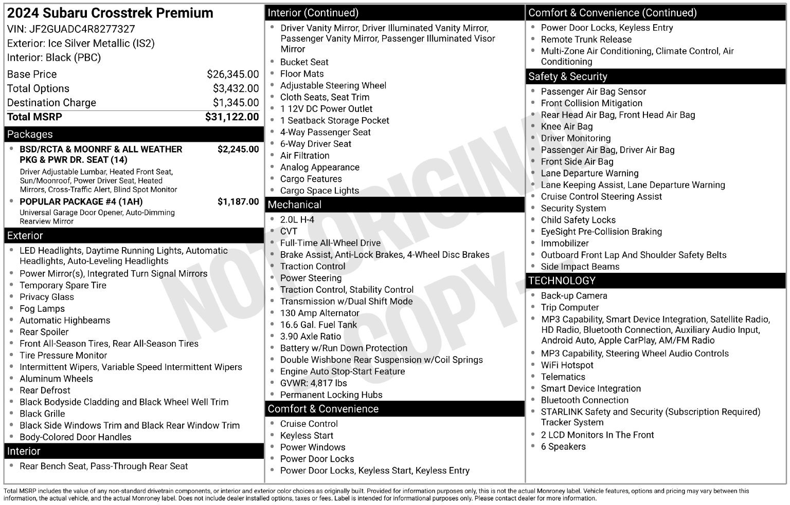 Certified 2024 Subaru Crosstrek 2.0i Premium AWD/4WD image 34