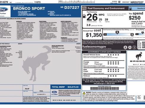 Used 2022 Ford Bronco Sport Big Bend w/ Convenience Package AWD/4WD image 6