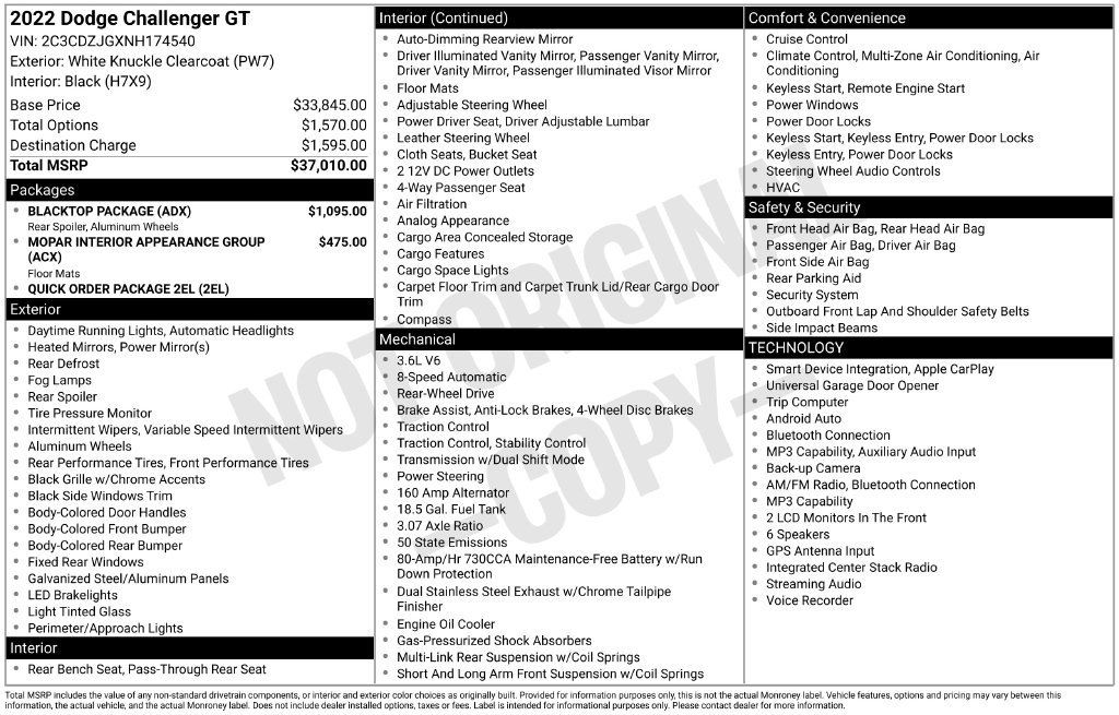 Used 2022 Dodge Challenger GT w/ Blacktop Package RWD image 6