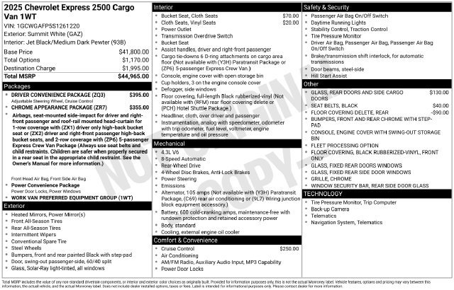 Used 2025 Chevrolet Express 2500 w/ Driver Convenience Package RWD image 34